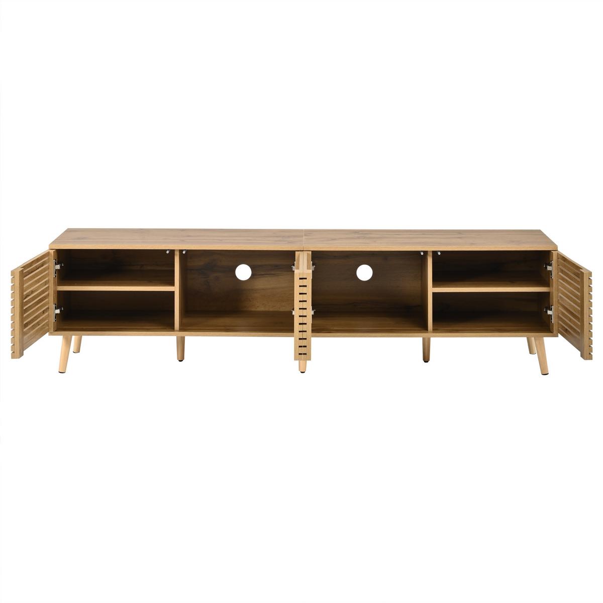 TV-LOWBOARD Holzoptik 180cm mit 4 Lamellentüren für TVs bis 75 Zoll - Naturfarben, Holzwerkstoff (180/46/40cm) - Urban Meuble