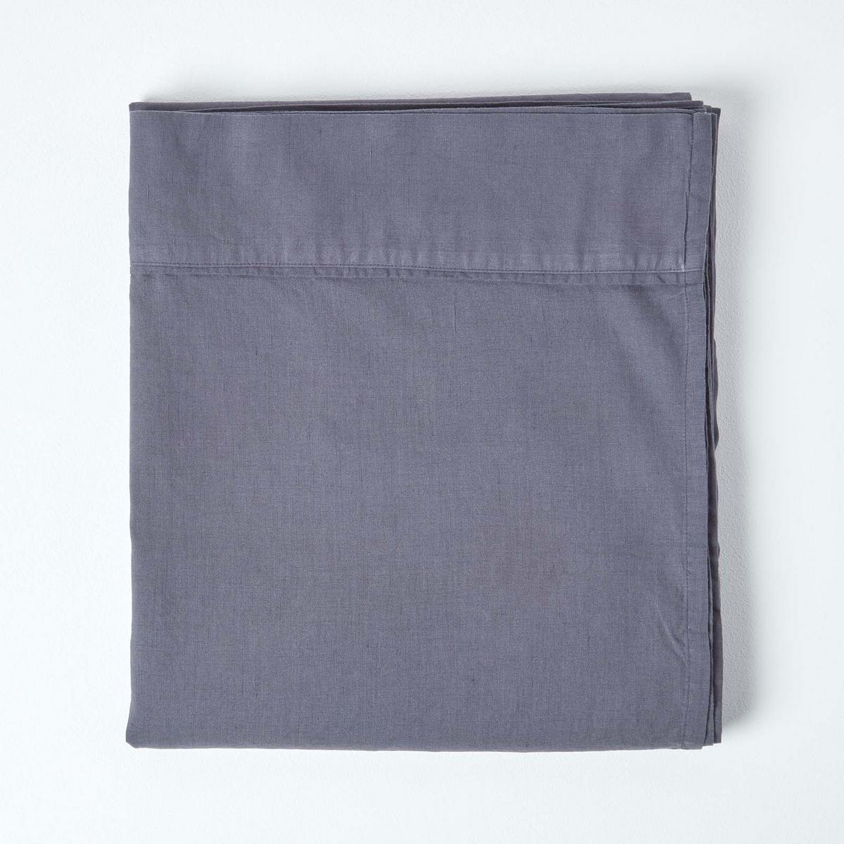 LEINEN-BETTLAKEN ohne Gummizug aus 60% Leinen & 40% Baumwolle - Dunkelgrau, Textil (230/255cm) - Homescapes