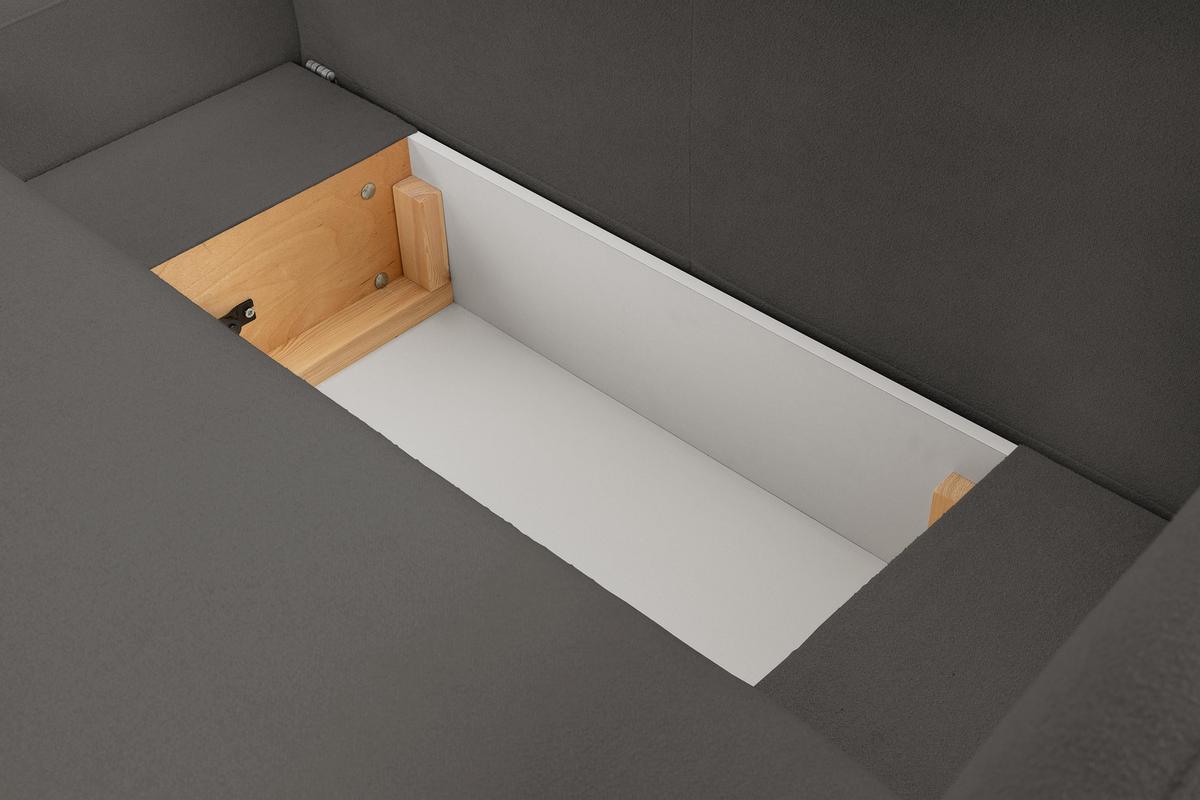 ECKSOFA AMICO L-S Grau Geflochtener Stoff mit Schlaffunktion - Grau, Holz (248/174cm) - MASSENO