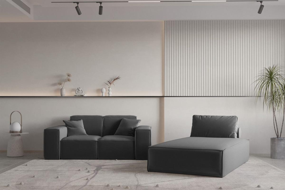 SOFA Sezlong Celes Premium 2er-set - Dunkelgrau, Holzwerkstoff/Textil (110/95/194cm) - Fun Möbel