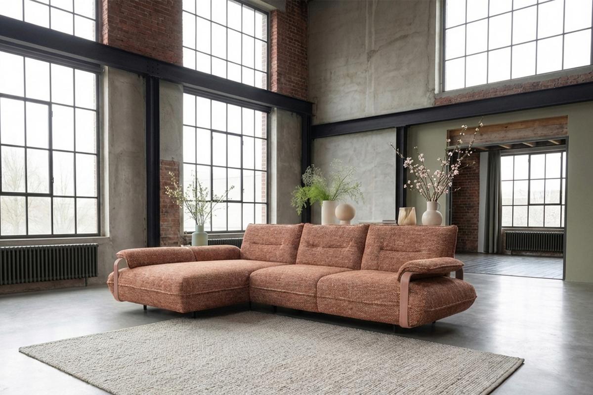 ECKSOFA ANISSA Braun Flachgewebe - Schwarz/Braun, Kunststoff/Textil (297/185cm) - KAWOLA