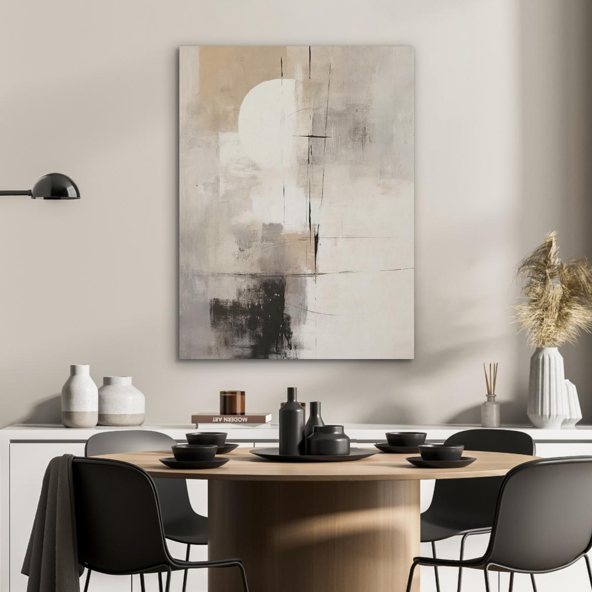 AKUSTIKBILD Abstrakt - Kunst - Grau Wandbilder 60x80 cm - Hellgrau, Kunststoff (60/80/0.9cm) - MuchoWow