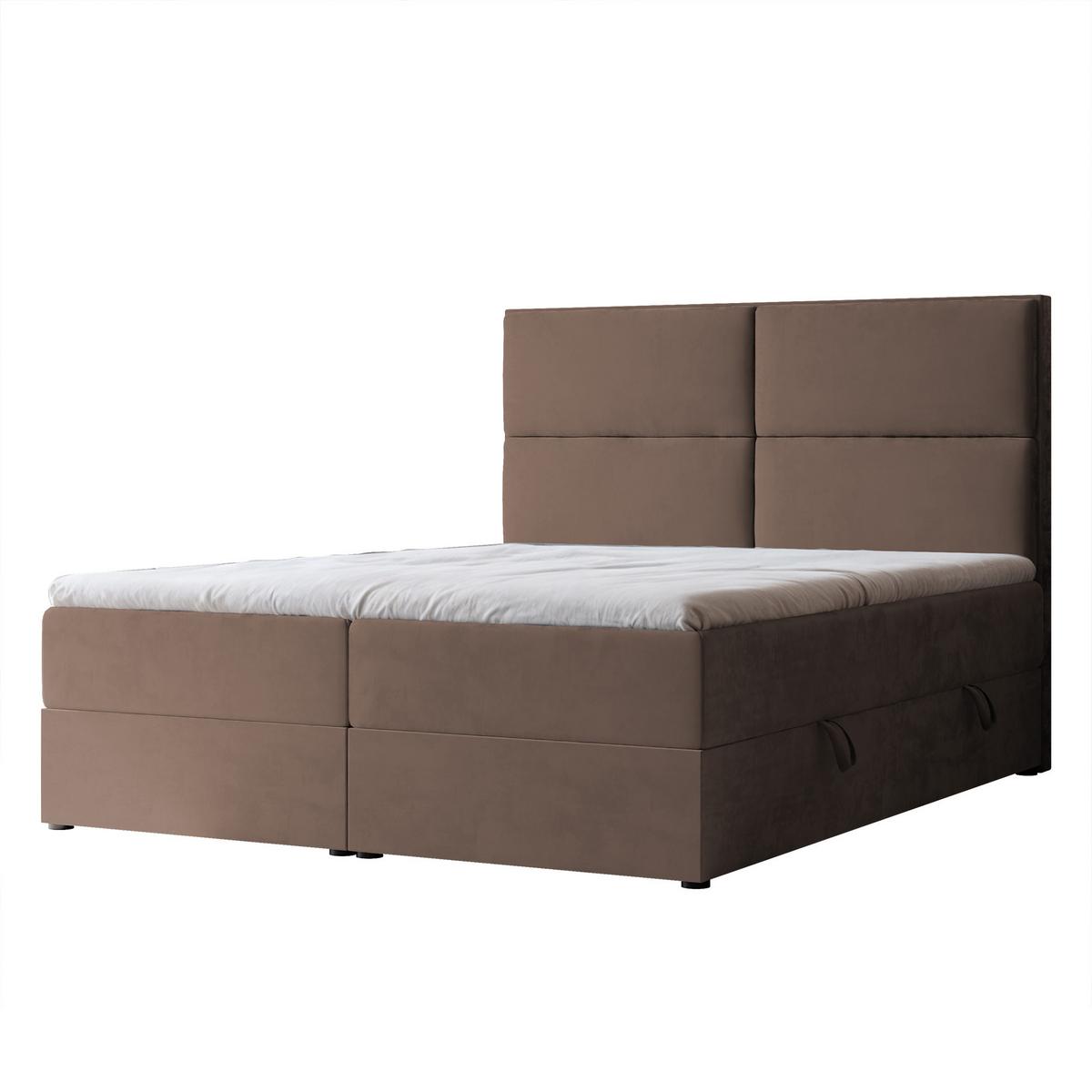 BOXBETT 120x200 cm mit Topper - Braun, Holzwerkstoff/Textil (120/200cm) - Idohome