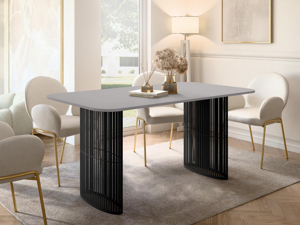 ESSTISCH Arcadia 160 - Hellgrau/Schwarz, Holzwerkstoff/Metall (90/160/76cm) - MIRJAN24