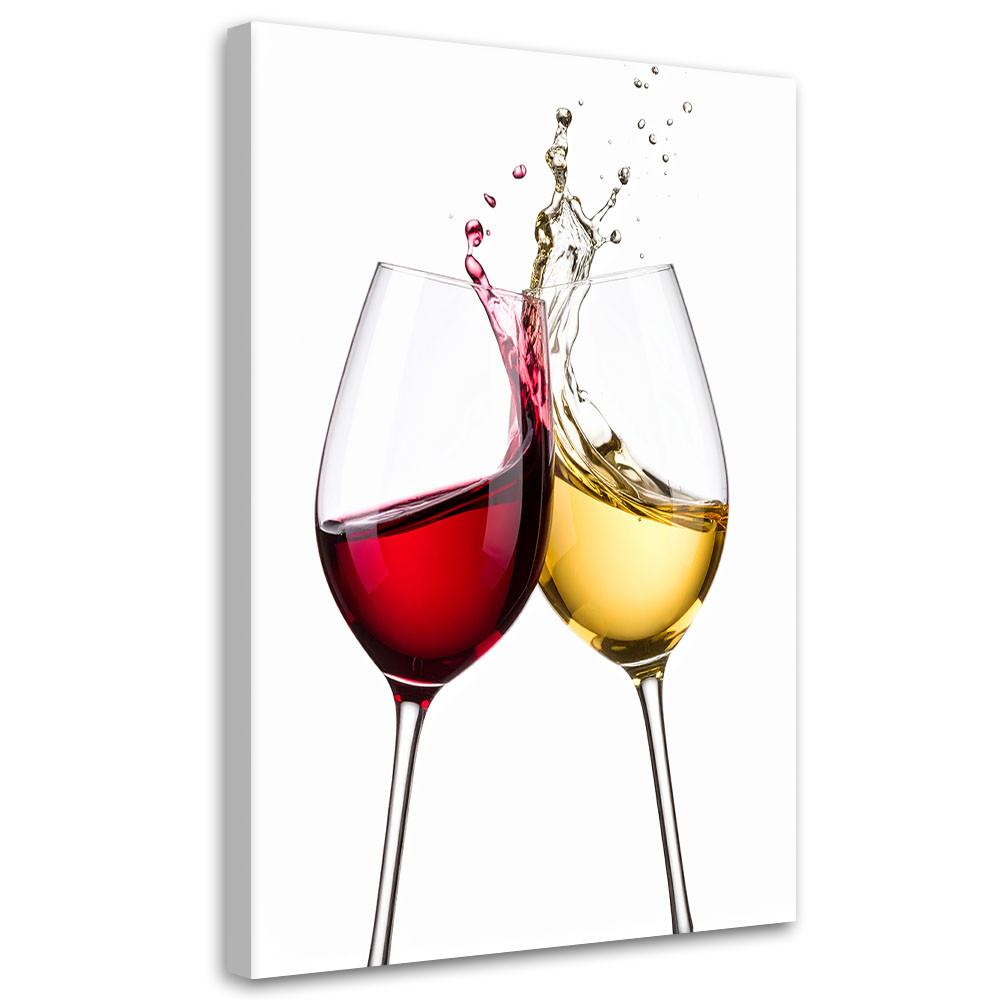 LEINWANDBILD Weißer und roter Wein 70x100cm - Multicolor, Textil (70/100cm) - Feeby