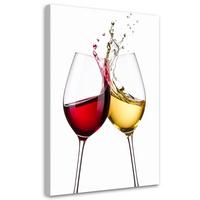 LEINWANDBILD Weißer und roter Wein 70x100cm - Multicolor, Textil (70/100cm) - Feeby