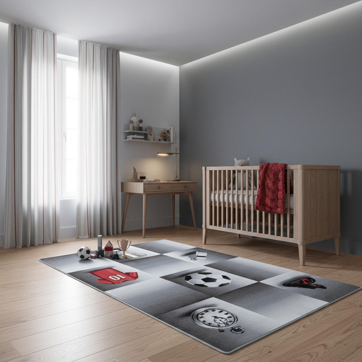 KINDERTEPPICH TRAUN, mit Fußball-Motiv, Grau, 160 x 230 cm - Grau, Textil (230/160cm) - KADIMA DESIGN