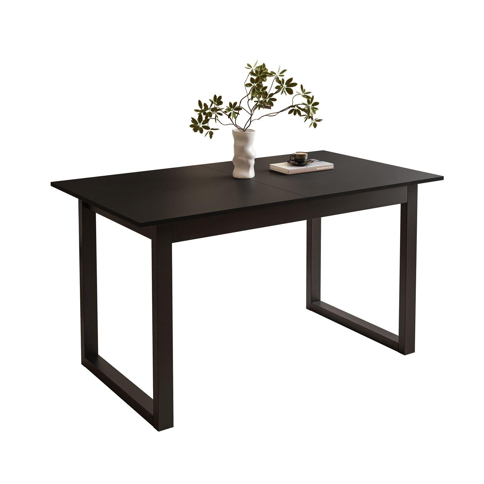 ESSTISCH ARTON II ausziehbarer Tisch 140-195 cm für 6-8 Personen - Schwarz, Holzwerkstoff/Metall (140/80/77cm) - Lookway