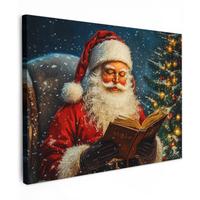 LEINWANDBILD Weihnachtsmann - Weihnachten - Winter - Weihnachtsbaum Wandbild 40x30 cm - Bordeaux, Textil (40/30cm) - MuchoWow