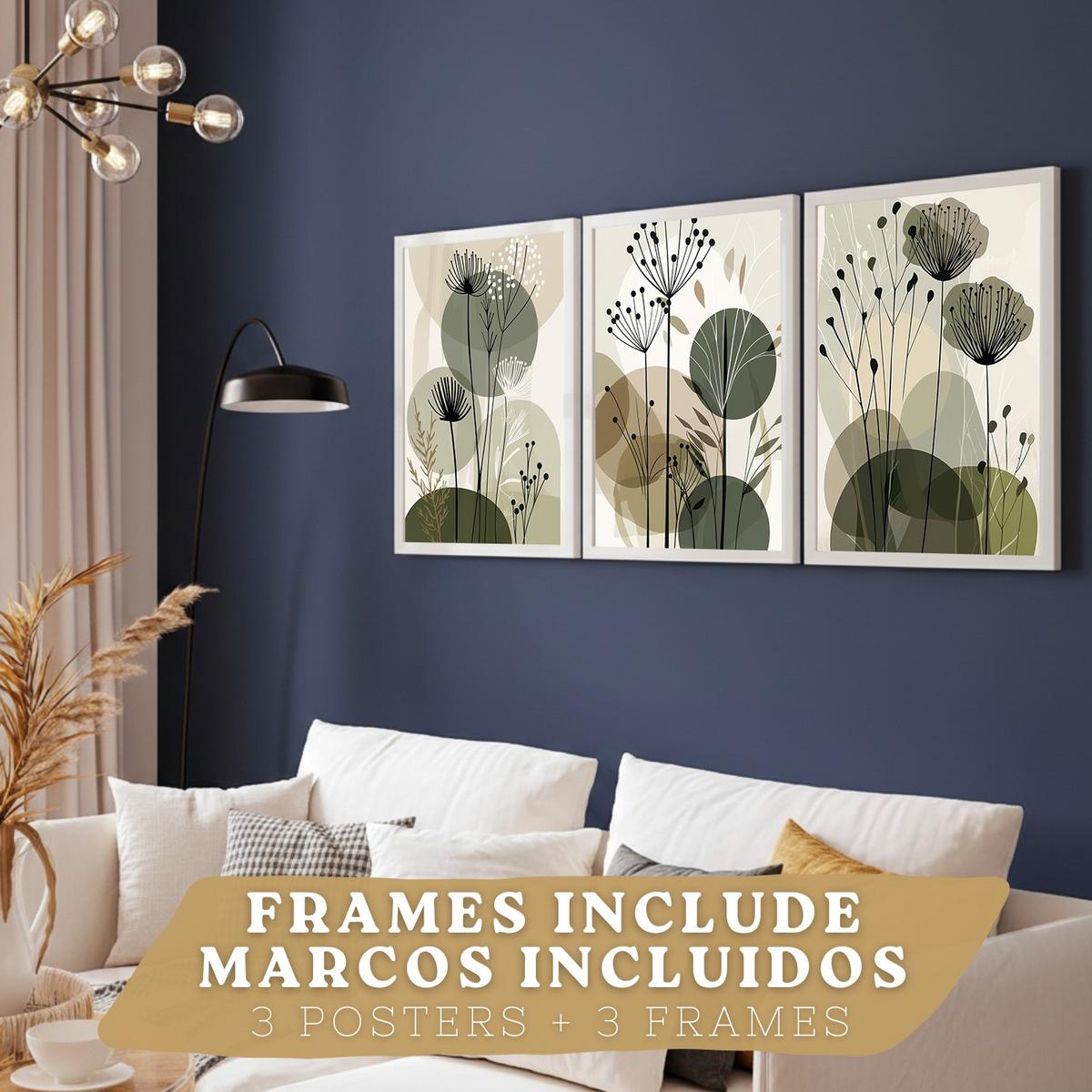 POSTER 4er Kunstdruck-Set Wandbilder Blumen Botanisch modern Wohnzimmer Deko, Schlafzimmer, Küche, Badezimmer Weißer Rahmen A4 - Weiß, Papier (29.7/1/21cm) - Nacnic
