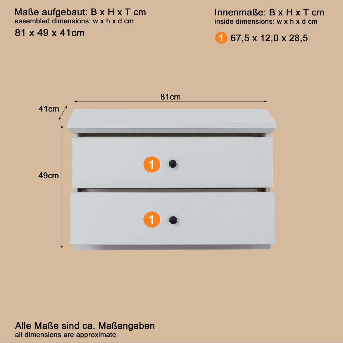 GARDEROBENBANK weiß 81 x 49 cm, Sitzbank mit Schubkästen - Silberfarben/Weiß, Holzwerkstoff/Metall (81/49/41cm) - Top.Furn
