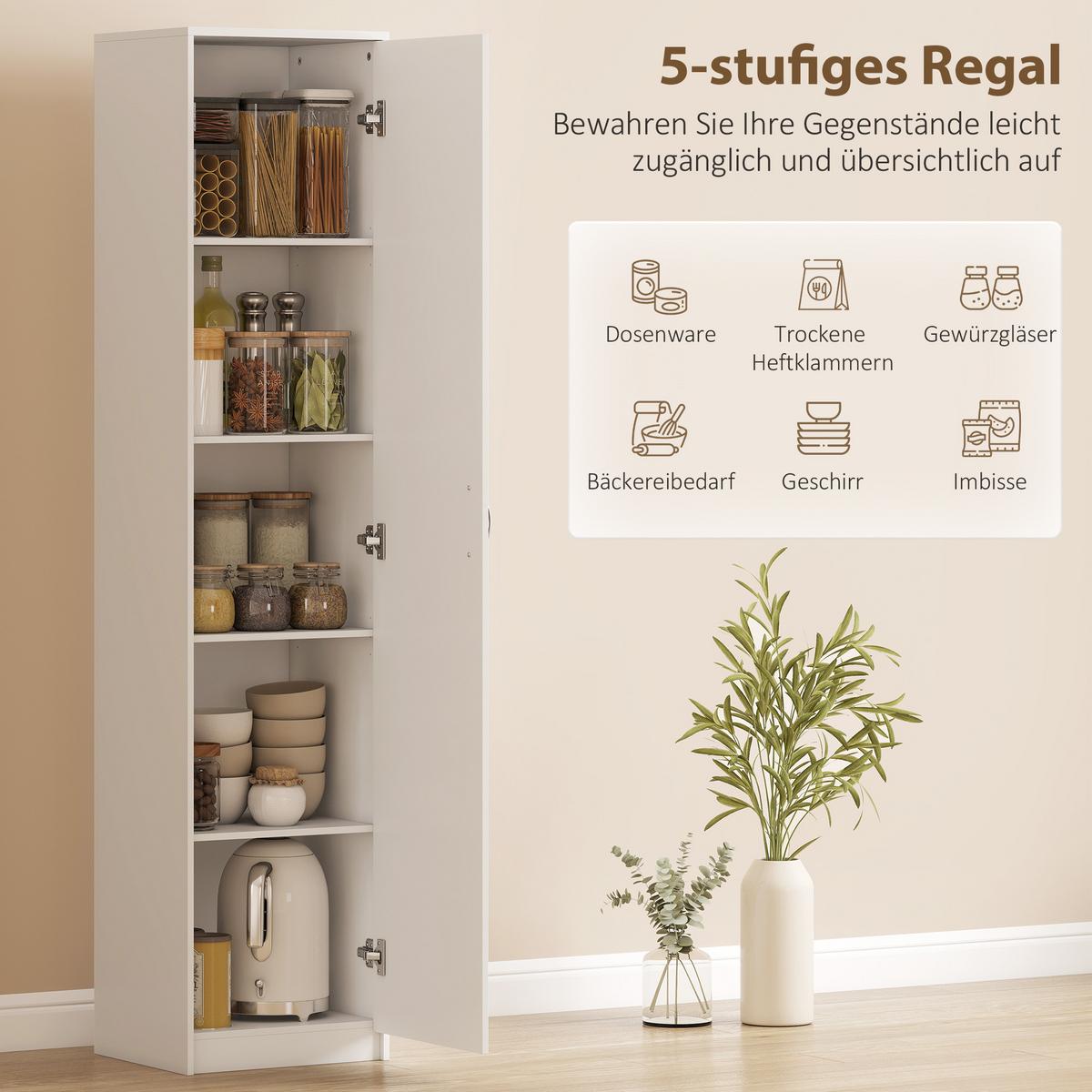 KÜCHENSCHRANK Spanplatte Weiß - Alufarben/Weiß, Holzwerkstoff/Metall (35/180/40cm) - HOMCOM