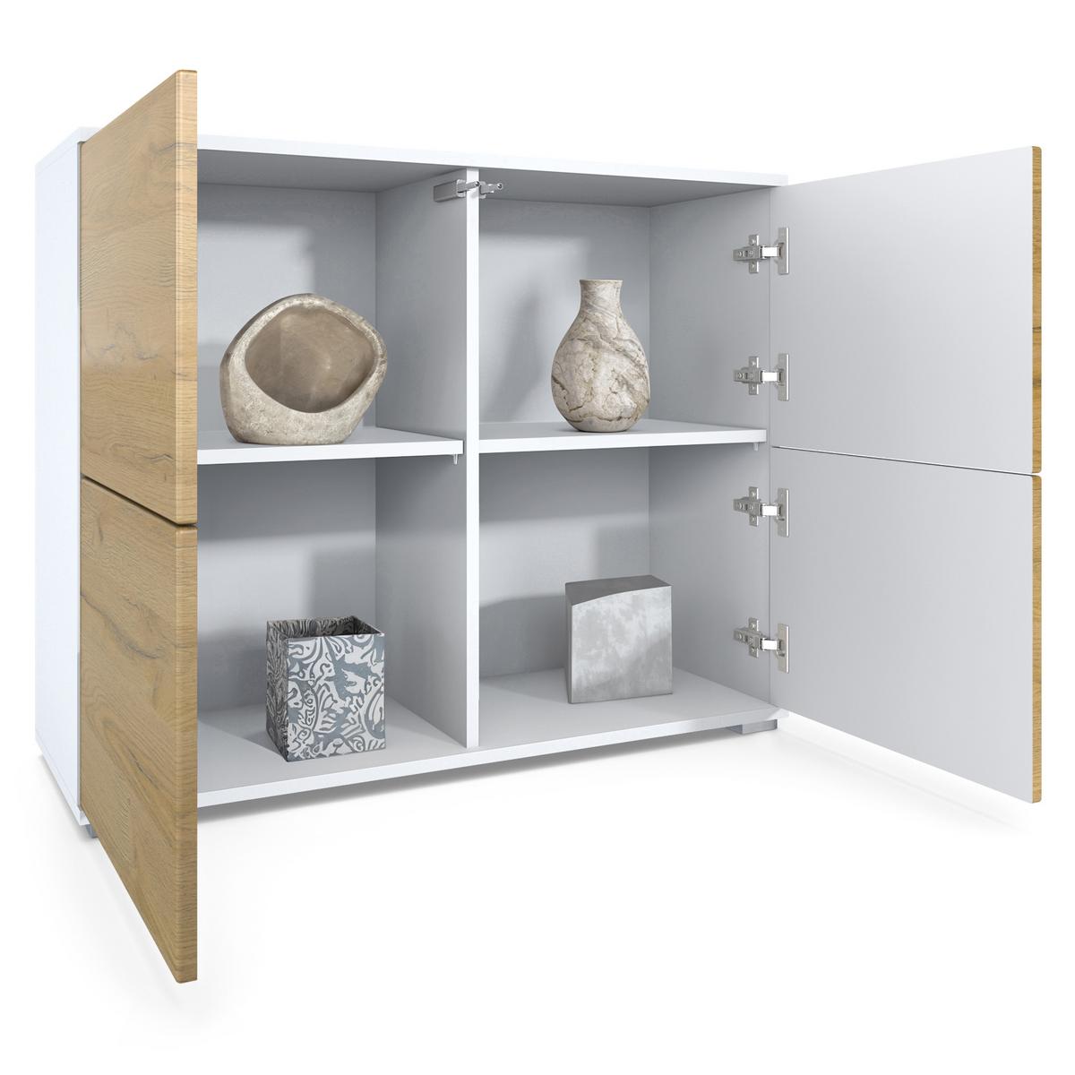 KOMMODE Rova Sandgrau Hochglanz - Sandfarben, Holzwerkstoff (92.5/75.5/35cm) - Vladon