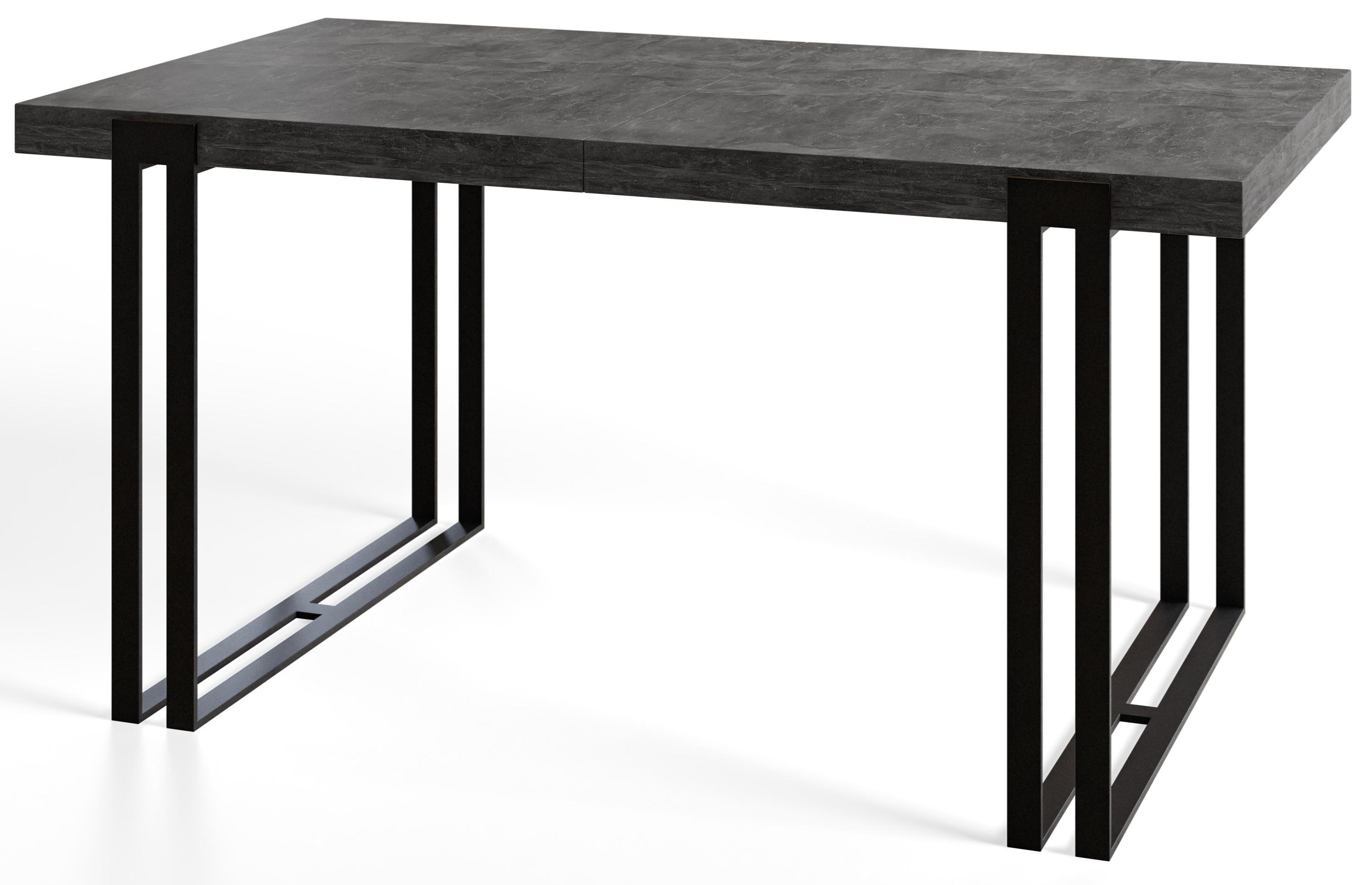 RECHTECKIGER Esszimmertisch ROSA, ausziehbarer Tisch, Größe: 120-220X80X77 cm, Wohnzimmertisch Farbe: Dunkelgrau, mit Metallbeinen in Farbe Schwarz - Dunkelgrau/Schwarz, Holzwerkstoff (120/80/77cm) - Alpi-Möbel