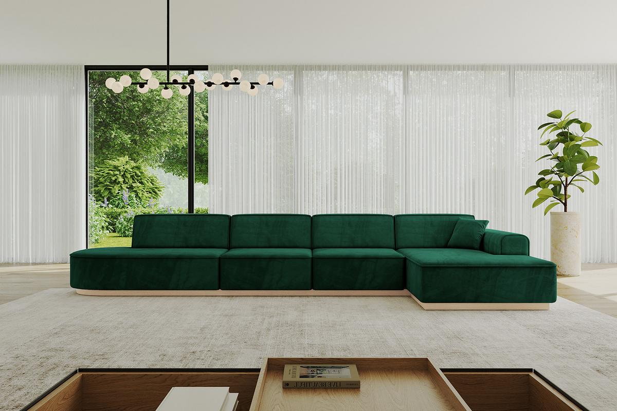 ECKSOFA Ottomane Rechts IREA-L3 - 412x165x80 cm Grün - Dunkelgrün, Holzwerkstoff/Textil (412/165cm) - ALTDECOR