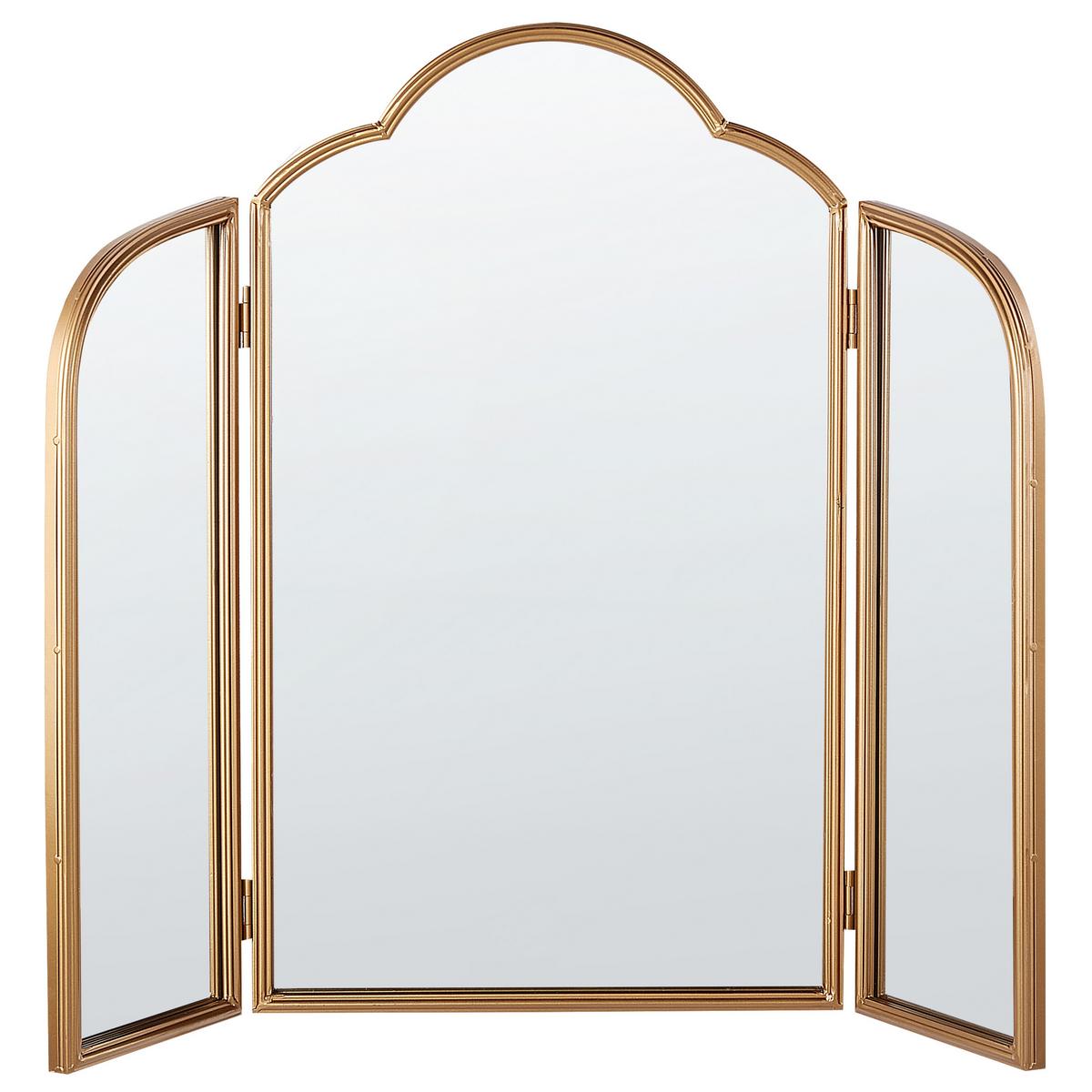 WANDSPIEGEL Gold Metall Dreifaltig 87/77 cm Savilly - Goldfarben, Metall (87/77/2cm) - Beliani
