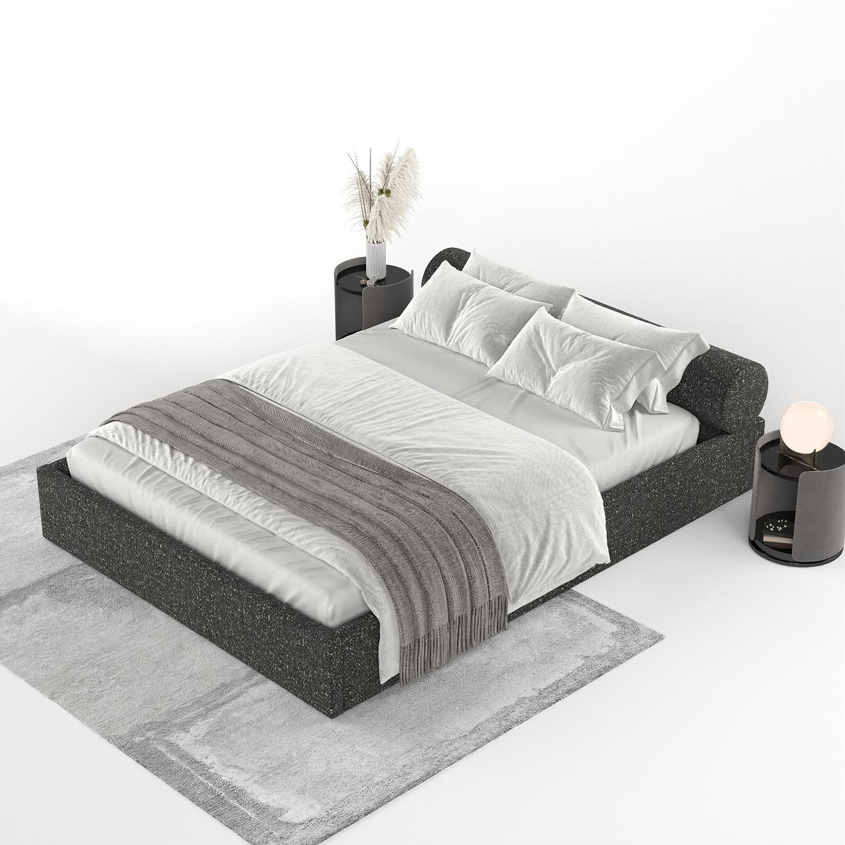 POLSTERBETT Solvo mit Stauraum 160/200 cm Schwarz im Blur Stoff - Schwarz/Naturfarben, Holz/Holzwerkstoff (160/200cm) - AltaBeds