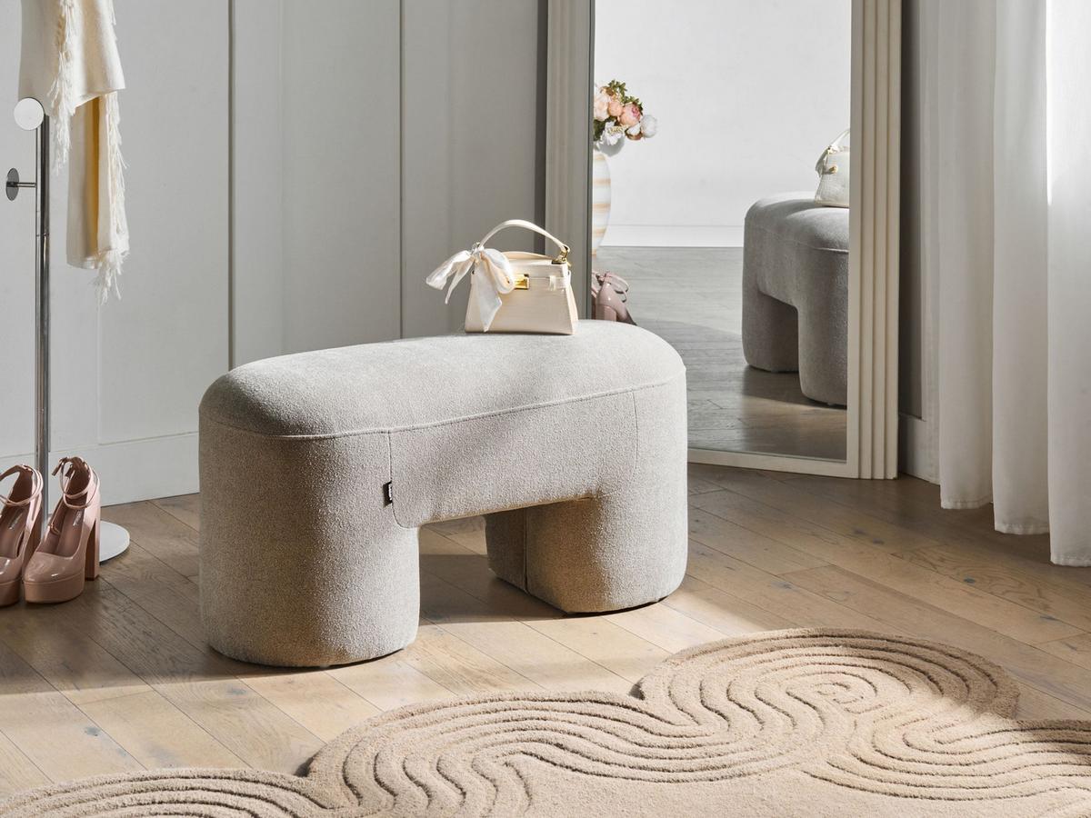 POLSTERBANK Bouclé Hellbeige Decorah - Beige, Textil (88/46/39cm) - Beliani