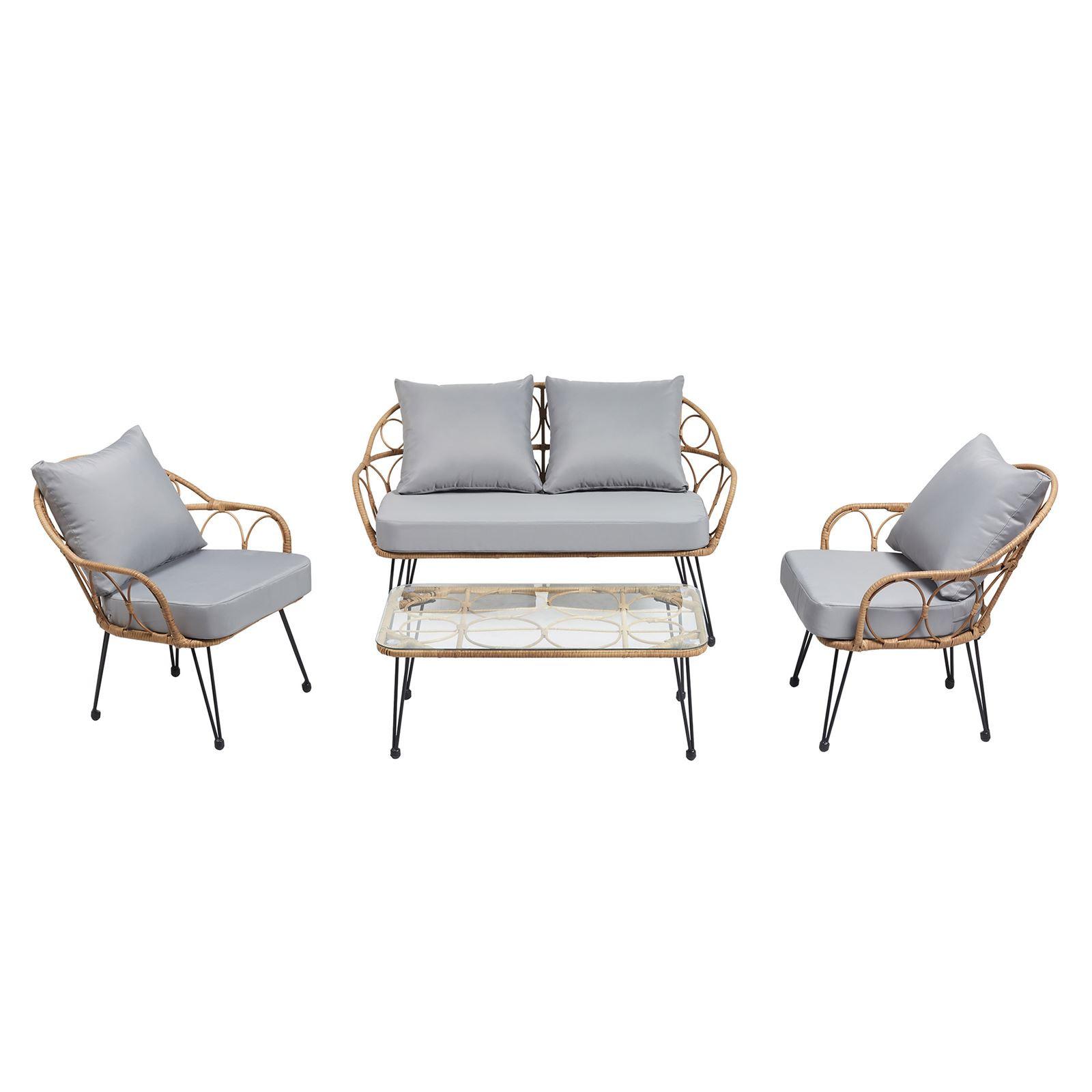 GARTENMÖBELSET CAIRO 4er Set braun - Braun/Grau, Textil - IDIMEX