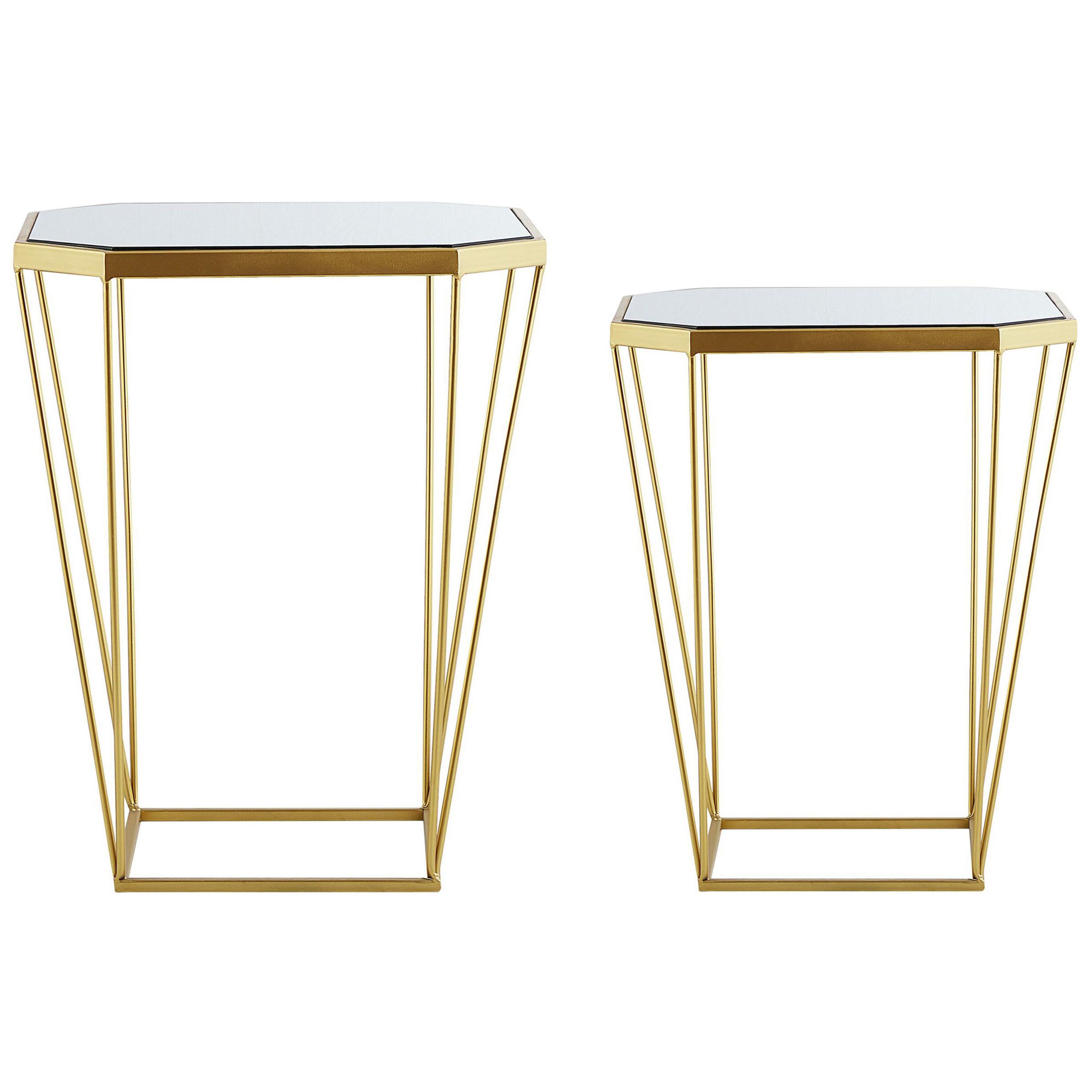 BEISTELLTISCH 2er-Set Achteckig Gold Sierra - Goldfarben, Glas (26/45/50cm) - Beliani