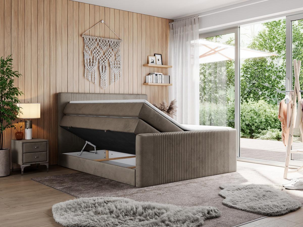 BOXSPRINGBETT KING DOREN 200/200 Braun Velvet - H3 - Braun, Holz/Textil (200/200cm) - MKS