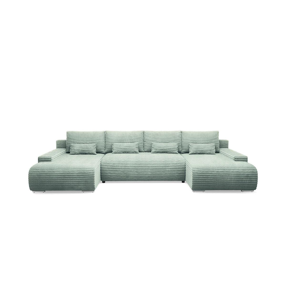 PANORAMASOFA Ivana 4 Sitzplätze Hellgrün - Grün, Holz (350/85/172cm) - Petits-meubles