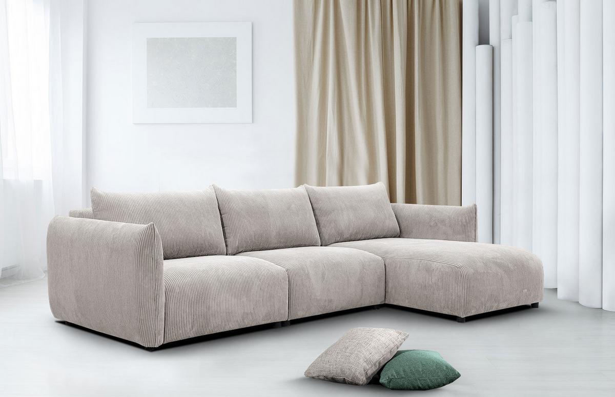 ECKSOFA TAUER 5-Sitzer, weiß - Schwarz/Weiß, Holzwerkstoff/Kunststoff (294/173cm) - Wozimo