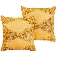 DEKOKISSEN 2er-Set Gelb 45/45 cm Rhoeo - Gelb, Naturmaterialien/Textil (45/45cm) - Beliani