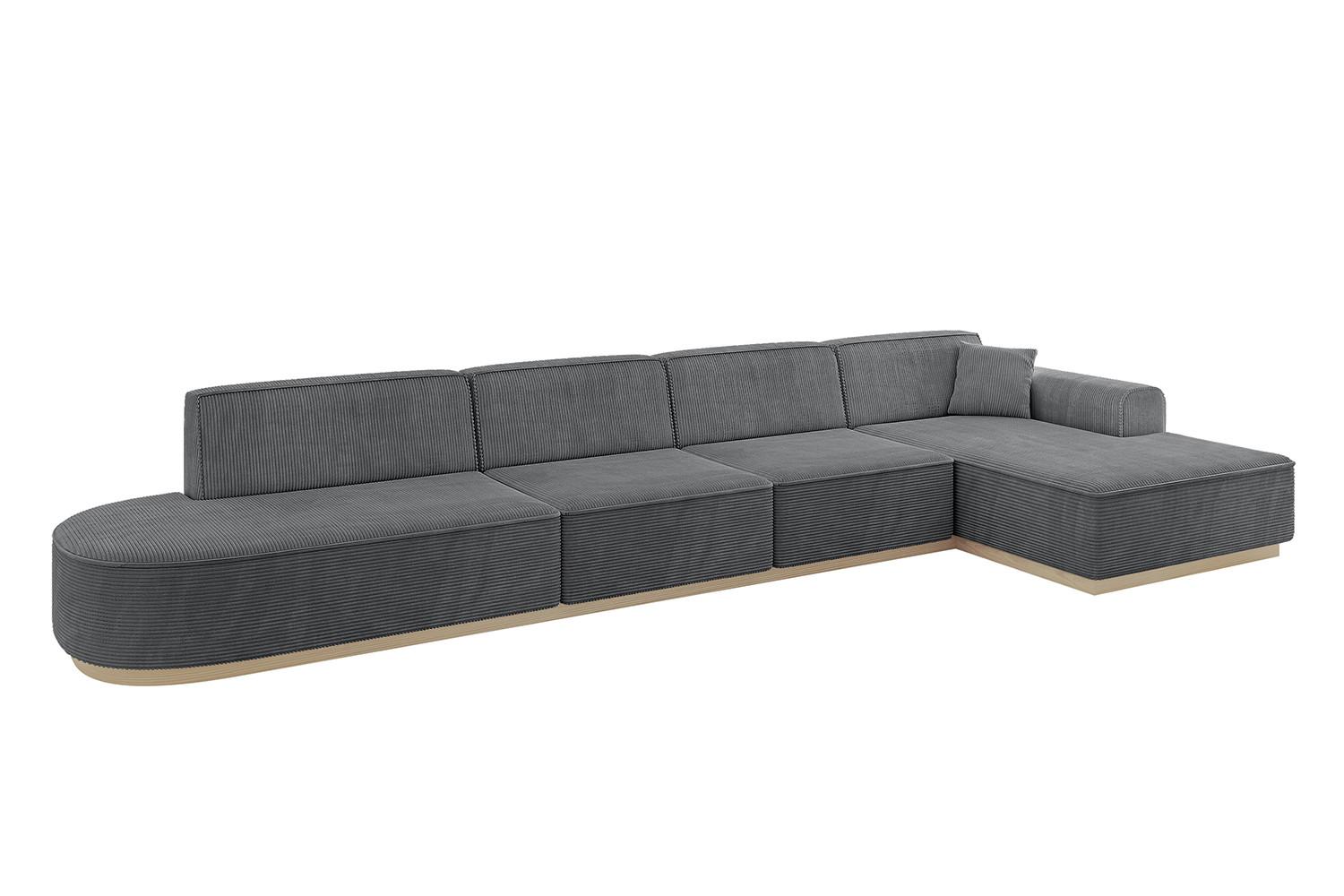ECKSOFA Ottomane Rechts IREA-L3 - 412x165x80 cm Duneklgrau - Dunkelgrau, Holzwerkstoff/Textil (412/165cm) - ALTDECOR