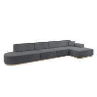 ECKSOFA Ottomane Rechts IREA-L3 - 412x165x80 cm Duneklgrau - Dunkelgrau, Holzwerkstoff/Textil (412/165cm) - ALTDECOR