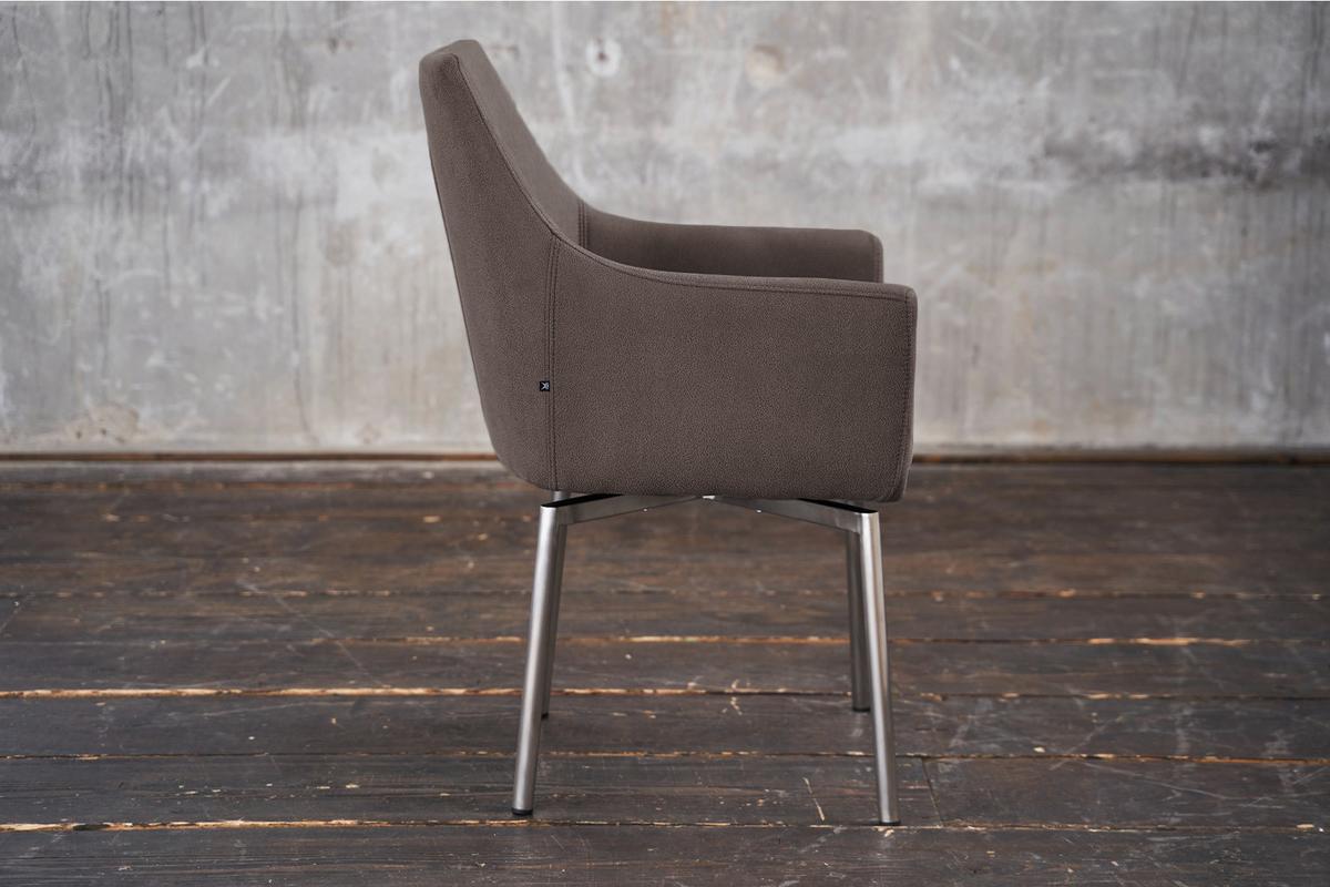 STUHL CALI Grau Microfaser Drehbar (180°) - Taupe/Grau, Textil (56/88.5/61cm) - KAWOLA