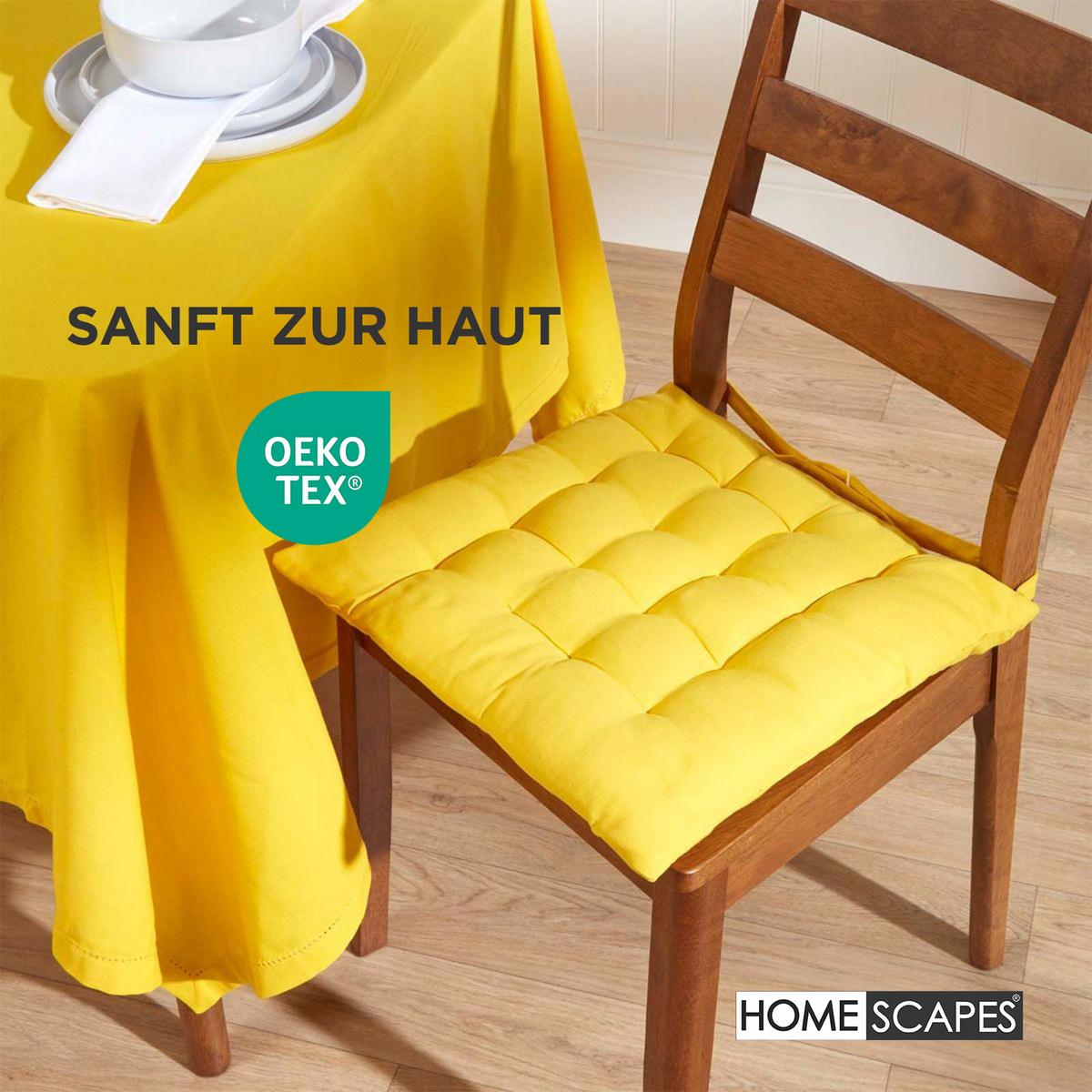 STUHLKISSEN 4er-Set gelb 40/40/6,5 cm - Gelb, Textil (40/40/6.5cm) - Homescapes