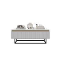 COUCHTISCH Selene Weiß matt 109 cm mit Metallrahmen - Schwarz/Weiß, Holzwerkstoff/Metall (50/109/39cm) - Meble Lindner