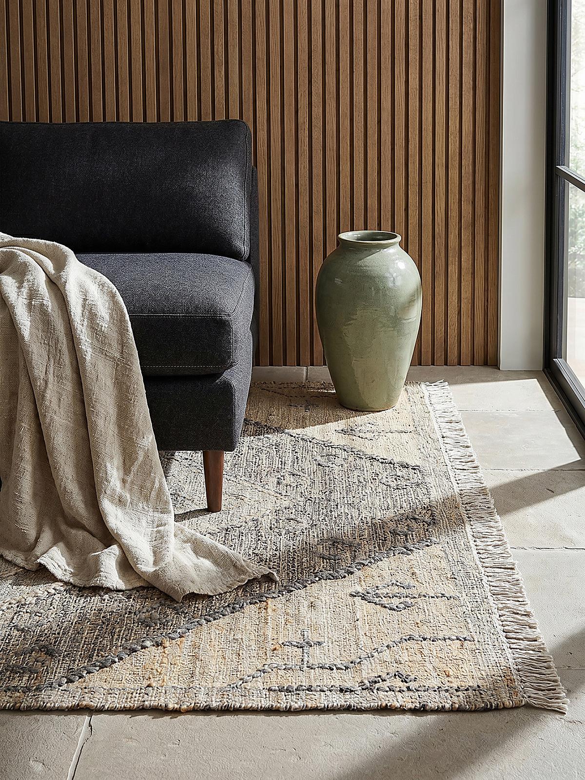 NATURTEPPICH handgewebt BERMEO, im Vintage-Stil, Natur, 140 x 200 cm - Beige, Textil (200/140cm) - KADIMA DESIGN
