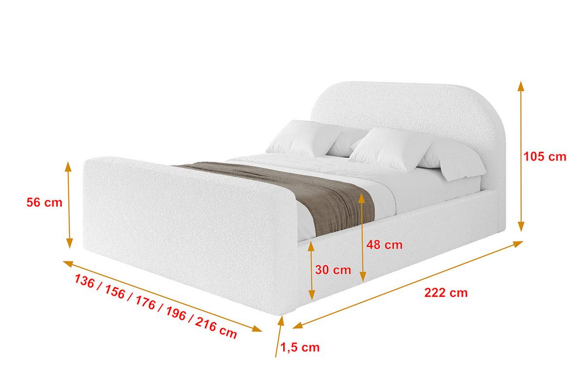 POLSTERBETT mit Bettkasten, Fußteil und Lattenrost, Boxbett ohne Matratze - TIVON-Z 180x200 Weiß - Weiß, Holzwerkstoff/Textil (180/200cm) - ALTDECOR