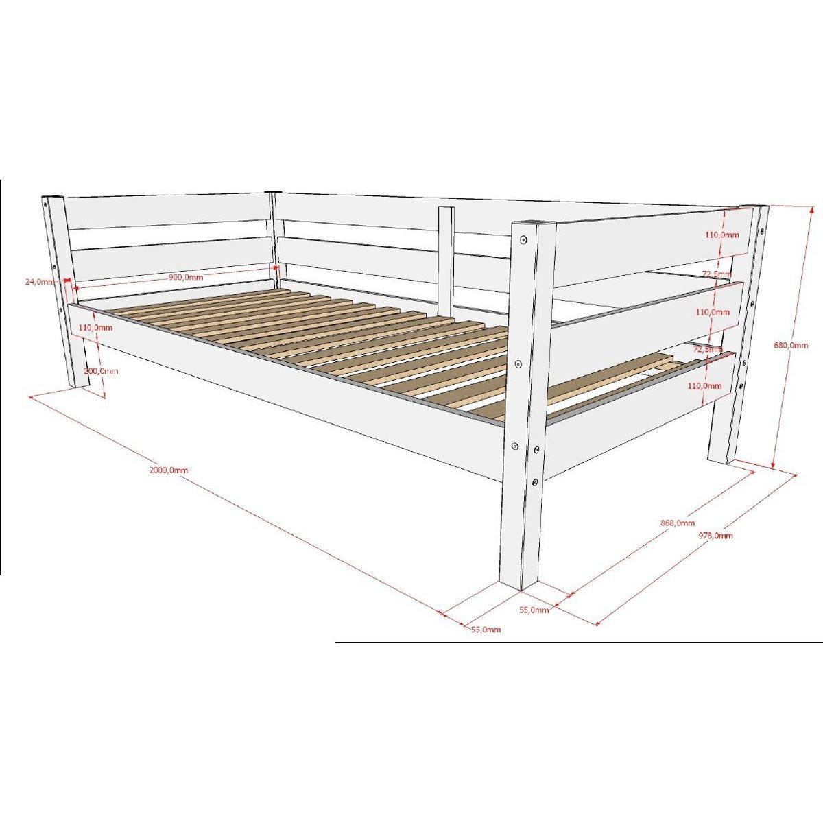 KOJENBETT Kelda 90x200 mit Umrandung Kiefer Massivholz Milky Pine - Weiß, Holz (90/200cm) - 58aufmkessel