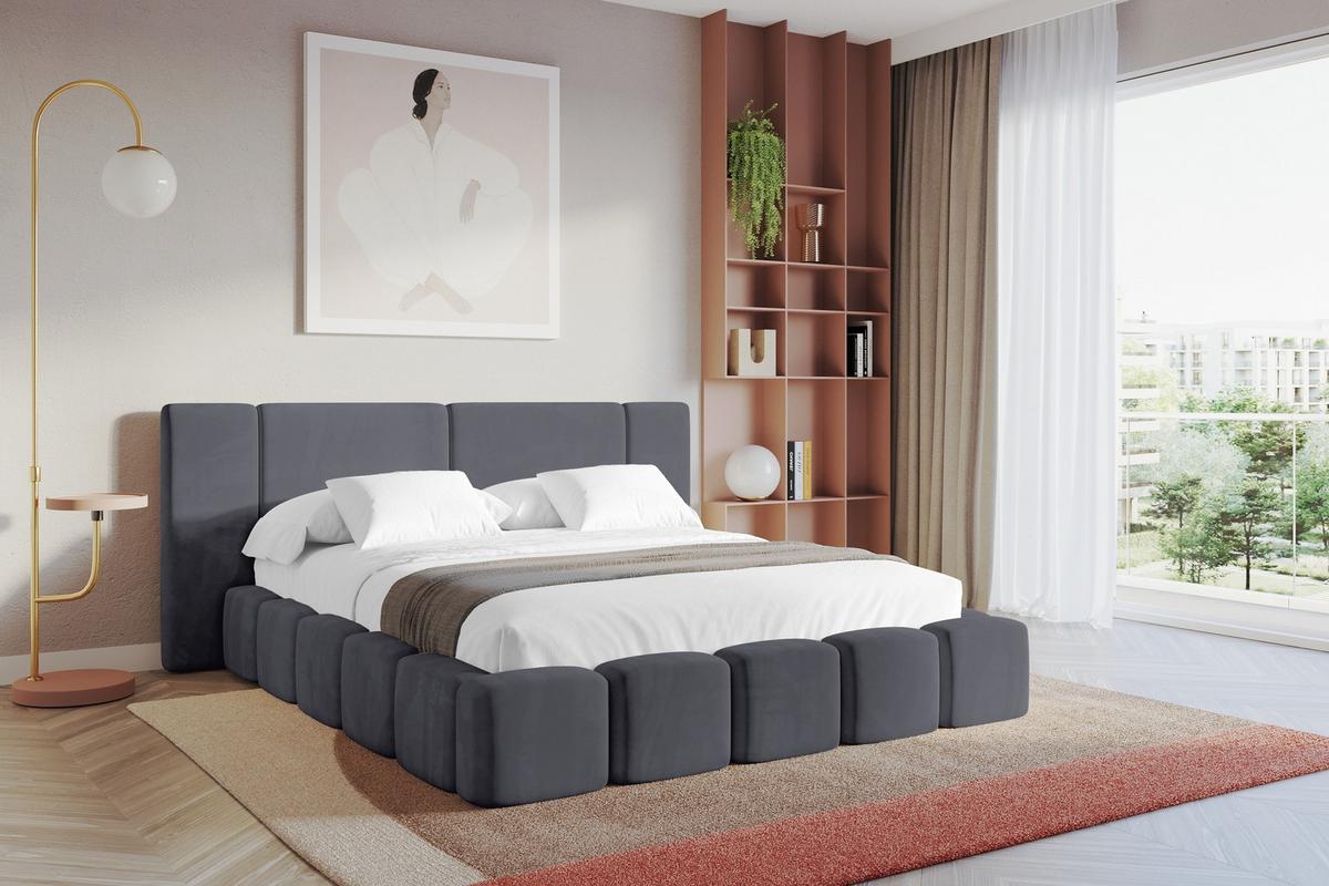 POLSTERBETT mit Bettkasten und Lattenrost, Bett mit Matratze H3/H4 - NILO 200x200 Dunkelgrau - Dunkelgrau, Holzwerkstoff/Textil (200/200cm) - ALTDECOR