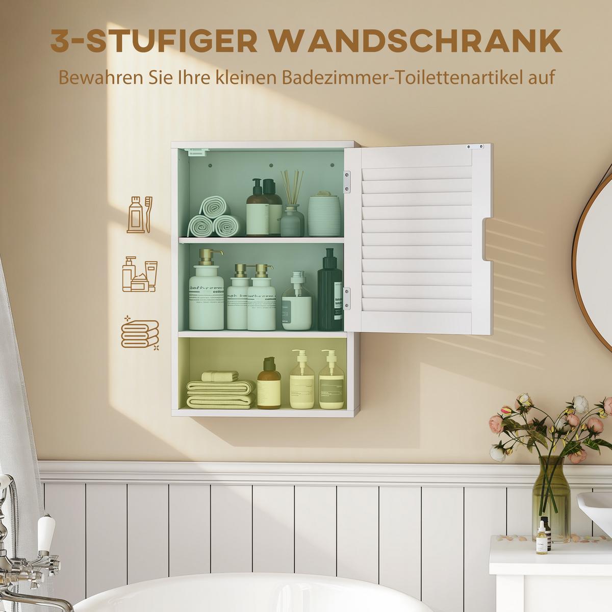 HÄNGESCHRANK MDF Weiß - Weiß, Holzwerkstoff (20/60/40cm) - HOMCOM