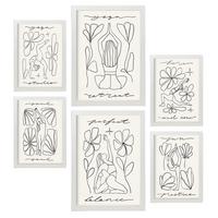 POSTER Set Mit 6 Yoga Musen 4 A3 & A4 Weißer Rahmen - Weiß, Papier (29/3/42cm) - Nacnic