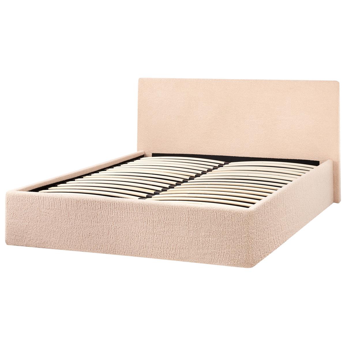 BETT mit Stauraum 120/200 cm Bouclé Beige Orbey - Beige, Textil (120/200cm) - Beliani