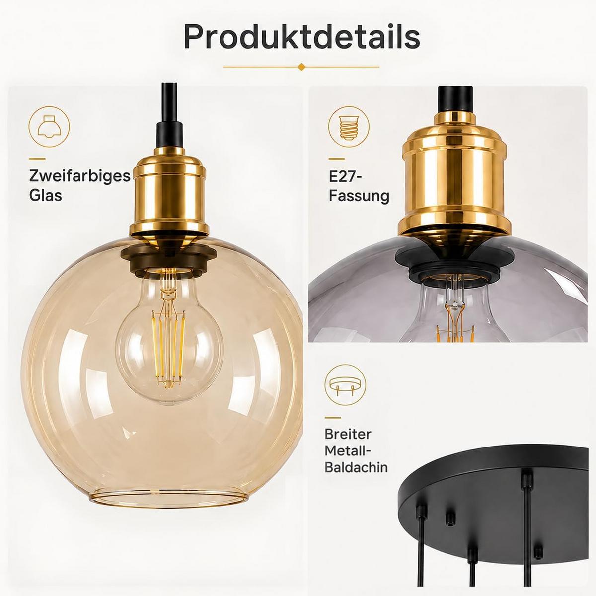 PENDELLEUCHTE Glyveth 54.5/20/156 cm - Multicolor/Schwarz, Glas/Metall (54.5/20/156cm) - ZMH