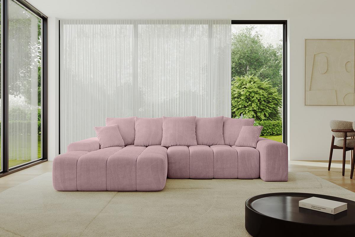 ECKSOFA Ottomane Links ENSI-L - 267x164x69 cm Rosa - Rosa, Holzwerkstoff/Kunststoff (267/164cm) - ALTDECOR