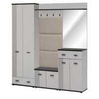 GARDEROBEN-SET Kaschmir, schwarz 5-teilig 180 cm, Flurgarderobe mit viel Stauraum - Kaschmir/Schwarz, Glas/Holzwerkstoff (180/203/32cm) - Inn.Furn