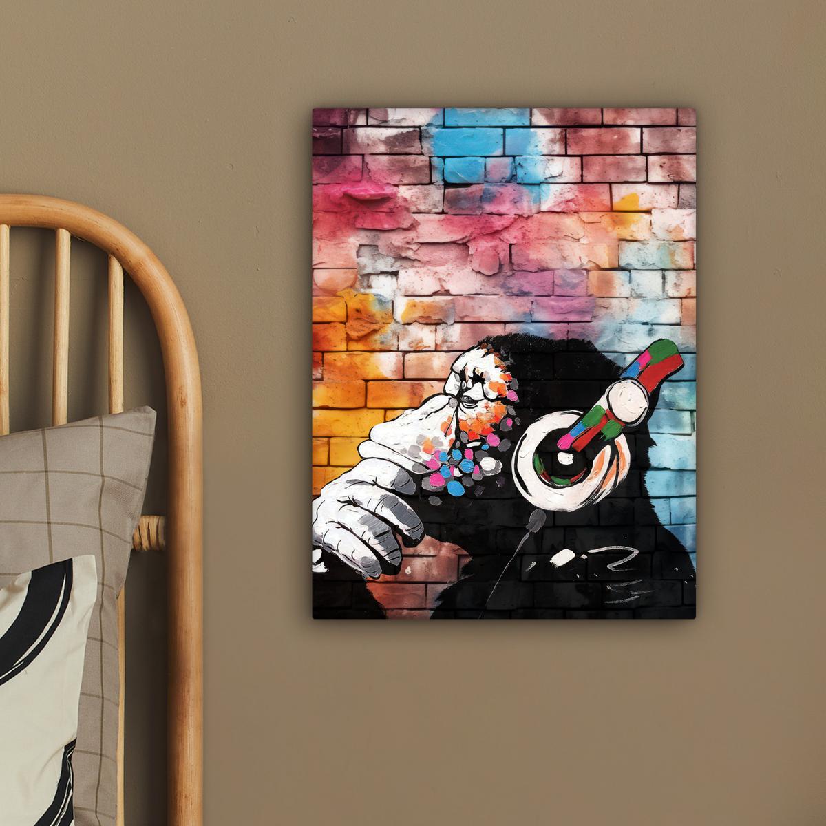 LEINWANDBILD Affe - Graffiti - Musik Room Decor 30x40 cm - Multicolor, Textil (30/40cm) - MuchoWow
