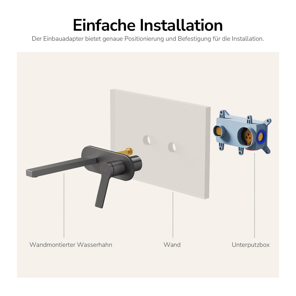 WASCHTISCHARMATUR mit Luftsprudler Messing Grau 21/21,5/7 cm - Dunkelgrau, Metall (21/7/28.8cm) - EMKE