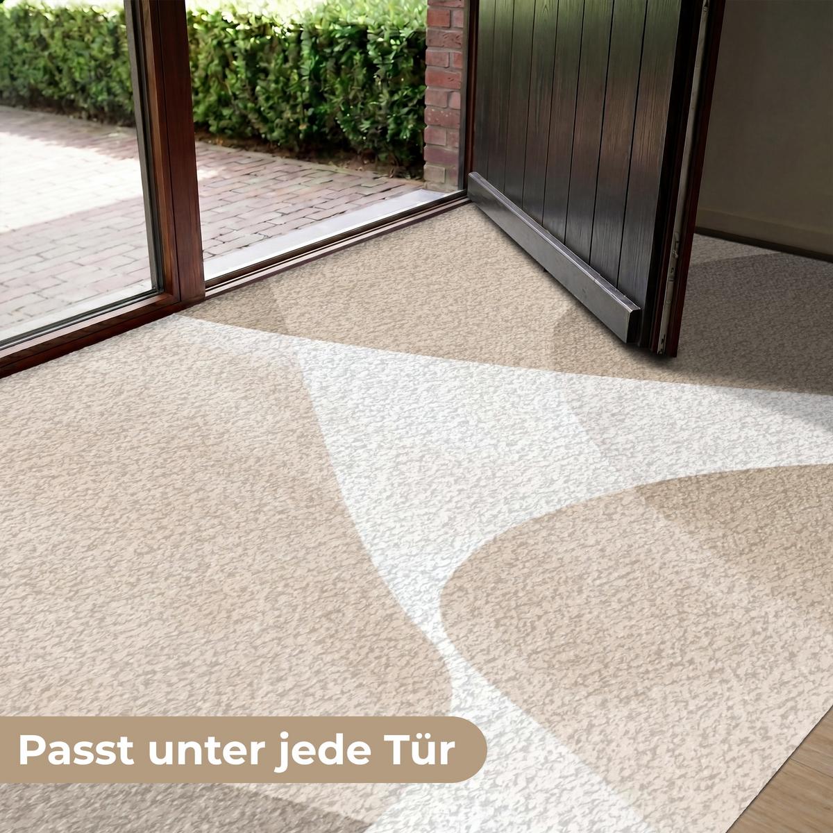 FUSSMATTE Glatte Oberflächen - Harmonisch - Wellenförmig Schmutzfangmatte 180x120 cm - Beige, Kunststoff (180/0.4cm) - MuchoWow