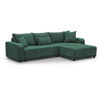 ECKSCHLAFSOFA Primo L dunkelgrün - Dunkelgrün/Schwarz, Textil (290/185cm) - Beautysofa