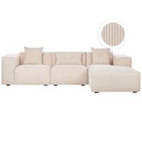 ECKSOFA Cord Beige rechtsseitig Dolva - Beige, Textil (294/170cm) - Beliani