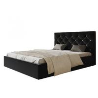 BETT 120x200 - Polsterbett mit Bettkasten und Metallrahmen - Elegant Betten - Weicher Jasminstoff - Kollektion Boston, Schwarz - Schwarz, Holz/Textil (120/200cm) - Alpi-Möbel