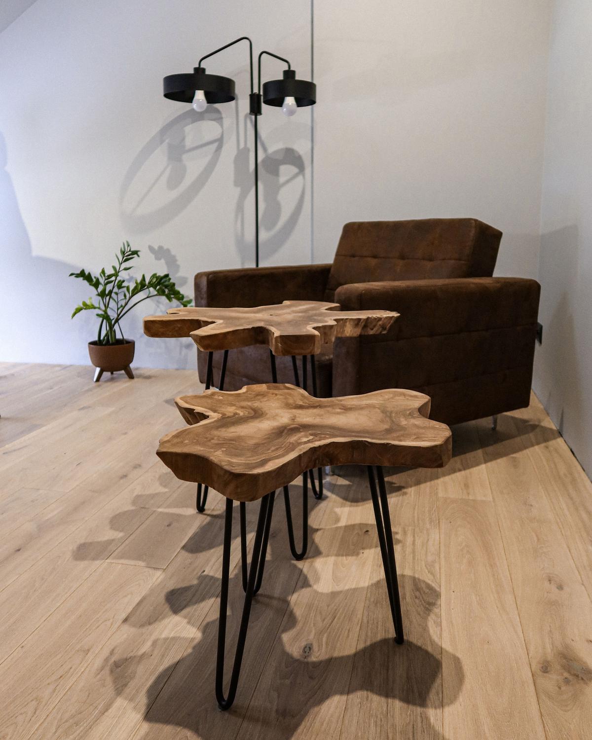 BEISTELLTISCH 2er-Set Unregelmässig Holz, Schwarz Camrose - Dunkelbraun, Holz (60/60/56cm) - Beliani